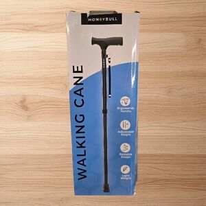 HoneyBull Folding Walking Cane Adjustable Height Free Standing NIB